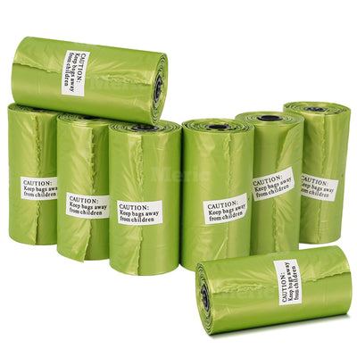 Vila Dog Poop Bags Roll Replacement for Outdoor Puppy Walking and Travel Cat Litter Disposable Bags Thick Green Plastic Material Unscented Pet Supplies & Accessories 8 Rolls / 15 Bags Per Pack