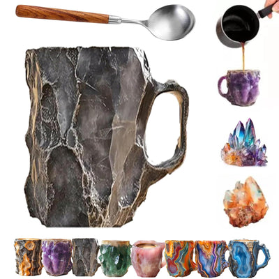 GDSAFS Mookom Tasses 2025 Nouvelles Tasses à café en cristal minéral Tasses à café en cristal minéral naturel Tasses de Noël colorées en cristal Élégant cadeau de Noël pour la maison et le bureau (F)