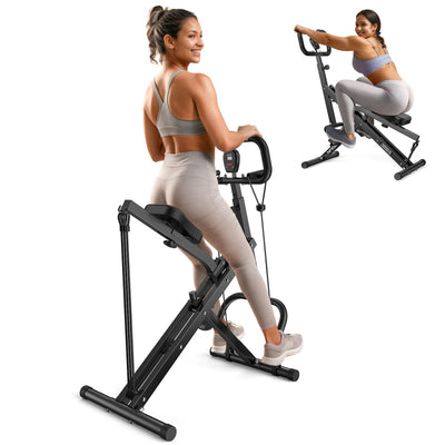 Máquina de sentadillas Feierdun para casa, máquina de ejercicios de core Rodeo, 150 kg plegable con 4 bandas de resistencia ajustables, máquina de remo y equitación para glúteos, muslos, abdominales, espalda, prensa de piernas y empuje de cadera