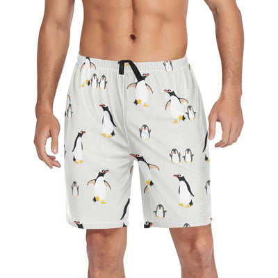 Mens Pajama Bottoms Cute Penguins Family Animal Pajama Shorts for Mens Lounge Pajama Pants with Drawstring Sleeping Shorts for Men XL
