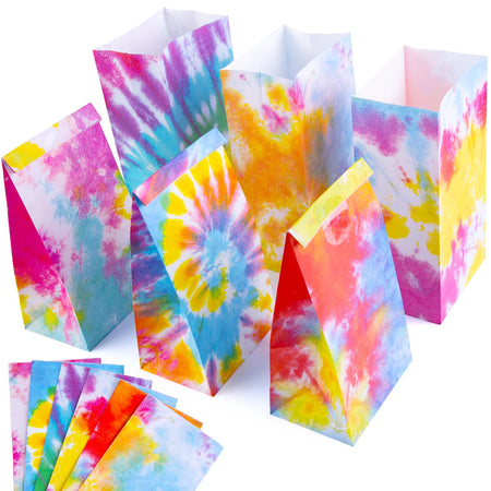 STARRKY 40PCS Party Favor Paper Bags Tie Dye Gift Bags Camouflage Treat Bags Goody Bags Tie Dye Party Accessories for Party Favors Kids Birthday Party