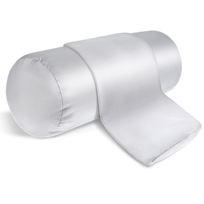 Prasacco Lot de 2 taies d'oreiller rondes de 40,6 x 15 cm, taie d'oreiller cylindrique avec fermeture éclair cachée, taie d'oreiller en soie douce pour oreiller de nuque.