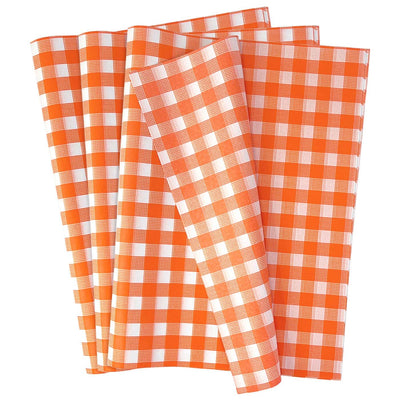 MUNILAIL 100 Sheets Gingham Tissue Paper 14 x 20 Inches Orange and White Checkered Tissue Paper for Gift Bags Bulk Wrapping Paper Gift Paper Tissue for Birthday Gift Packing Crafts