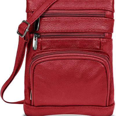 Sacs bandoulière en cuir Krediz pour femme – Sac bandoulière multipoches avec bandoulière réglable, en cuir souple et durable