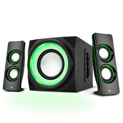 Cyber Acoustics CA-SP34BT Bluetooth Speakers with LED Lights – The Perfect Gaming Movie Party Multimedia 2.1 Subwoofer Speaker System Black