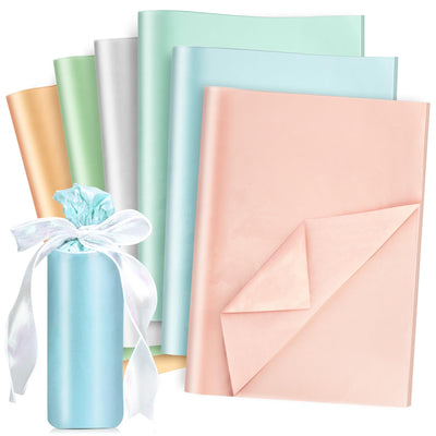 VOKOY 120 Sheets Pastel Metallic Tissue Paper 6 Metallic Colors Glitter Tissue Paper Gift Paper Wrapping Tissue Paper Bulk for Gift Bags Birthday Wedding Baby Shower Thanksgiving Christmas 20 x 14