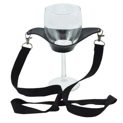 Portable Black Wine Glass Holder with Strap