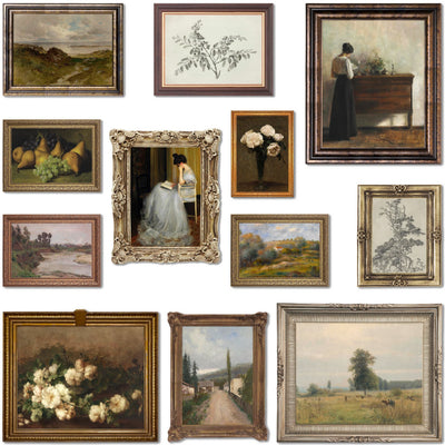 LANCHI95 12 Pcs Vintage Wall Art Decor Vintage Art Prints Vintage Posters for Room Moody gallery wall art Eclectic French Country Pictures Wall Decor for Bedroom (UNFRAMED) (Vintage 5)