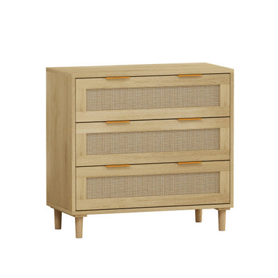 3 Drawers Rattan Storage Cabinet Rattan Drawers, Suitable For Bedroom, Living Room, Dining Room, Hallway