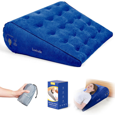Luxtude Inflatable Wedge Pillow for Sleep Apnea Travel Wedge Pillow for Back Pain Relief Knee Leg Elevation Pillow Inflatable Bed Wedge Pillow for Sleeping Back Support Pillow for Sitting Up