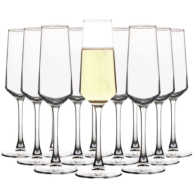 UMI UMIZILI Champagne Glass Set Durable Champagne Flutes with Mordern Shape Long Stem Sparkling WIne Glass Clear (A Set of 12)…
