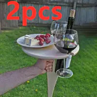 Table de pique-nique pliante ronde portable pour vin, facile à transporter