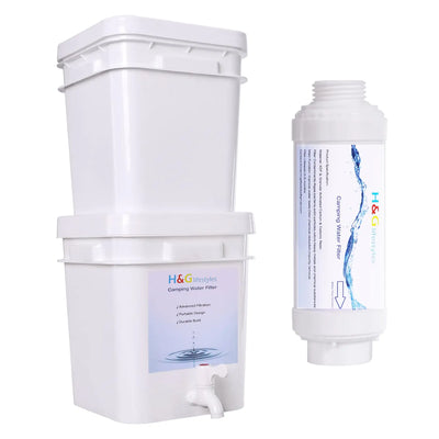 H&G Lifestyles Filtre à eau de camping Système de filtration d'eau potable Survie Gravité Purification d'eau d'urgence pour le camping, la randonnée et le trekking