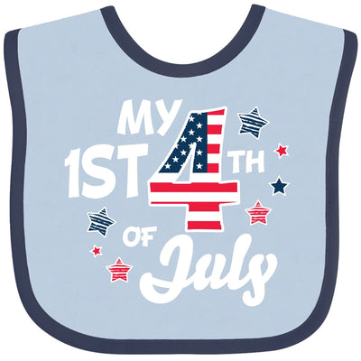 inktastic My 1st 4th Of July with Striped Stars Baby Bib Blue and Navy 35e7c