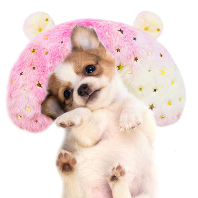 Pet Pillow for Dogs & Cats Dog Calming Pillow Dog Neck Pillow U-Shaped Pillow for Dogs & Cat Soft Fluffy Cat Bed Pillow Pet Calming Toy Joint Relief Sleeping Improve for Pets(Pink)