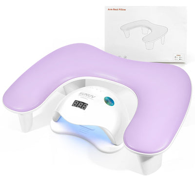 LIONVISON Arm Rest for Nails Tech U Shaped Manicure Nail Arm Rest Pillow Cushion PU Leather Nail Hand Rest Stand for Acrylic Nail Art Tech Purple
