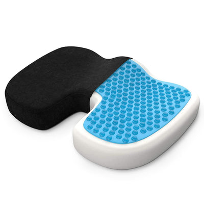 Seat Cushion - Standard 17.7 x 13.8 Inch Memory Foam Gel Office Chair Cushion Desk Chair Cushion for Back Tailbone Butt and Coccyx Pain Relief - Support Pillow for Office Car Home & Wheelchair