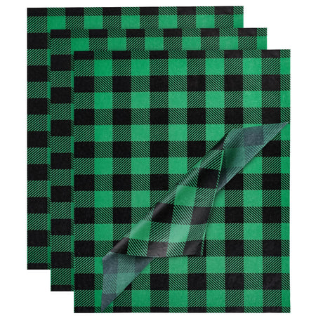 Koogel 120 Sheets Buffalo Plaid Tissue Paper 14 x 10 Inch Tissue Paper Bulk Green Black Gift Wrapping Tissue Paper for DIY Crafts Party Supplies