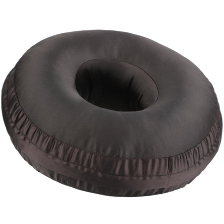 Washable Silky Satin Ear Piercing Pillow with Removable Pillowcase Smooth Cooling Donut Pillows Hole for Ear Pain Relief CNH Sleeping Pressure Sore Side Sleepers Ear Guard Protector Black