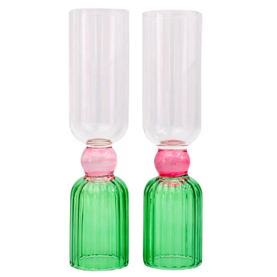 ban.do Bar Glass Set of 2 6.6oz Cute Cocktail Glasses for Adults Unique Cocktail Wine & Champagne Glasses Aesthetic Glassware for Bar Cart (Green)