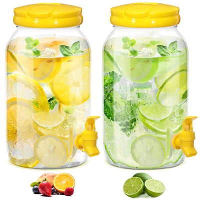 Havawish 2 distributeurs de boissons en plastique de 1 gallon avec robinet, distributeur de boissons en plastique transparent, distributeur de boissons d'été pour fêtes, distributeur d'eau pour limonade, thé, eau froide, bière (jaune)