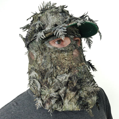 QuikCamo Mossy Oak Mountain Country 2-in-1 3D Leafy Camo Face Mask Hat (Adjustable OSFM)
