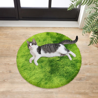 ATRUG Tie-Dyed Green Small Round Rug for Bedroom Green Circle Rugs for Boys Bedroom Fluffy Round Carpet for Girls Room Kids Fuzzy Rugs for Playroom Shag Nursery Rug Room Decor Aesthetic 2x2ft