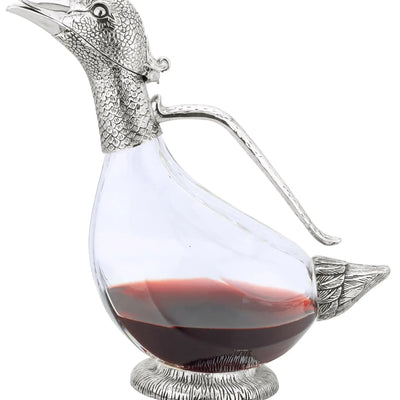 Rigeli Regent Silverplated Duck Decanter 25.3 oz 750ml Red Wine Carafe Wine Gift Wine Accessories Decanter for Wine Men/Womens Good Gift on Special Day