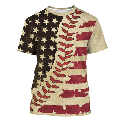 Camiseta unisex de béisbol con la bandera estadounidense NLZI para hombre, camisetas deportivas de manga corta con estampado gráfico 3D