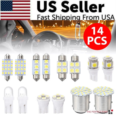 Kit de 14 luces LED interiores para coche T10 de 36 mm para techo, maletero y matrícula