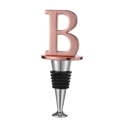Miicol Tapón de vino Tapón de Prosecco Tapón de botella de vino Tapón de champán personalizado Accesorios de vino oro rosa Regalo para amantes del vino Regalo con monograma Letra B