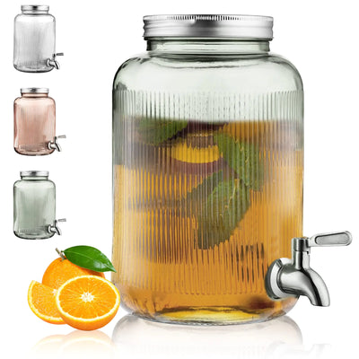 Dispensador de bebidas de vidrio Berglander para nevera, dispensador de bebidas de 1 galón con grifo de acero inoxidable a prueba de fugas, dispensador de agua, detergente para ropa, zumo para barbacoas, pícnics y eventos (azul)