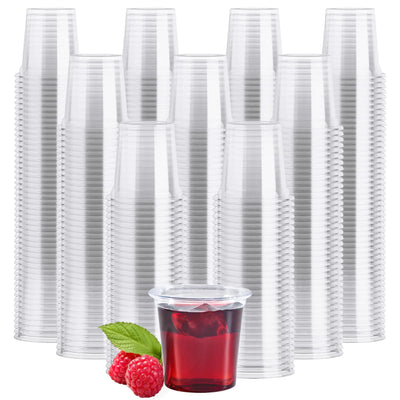 JOLLY CHEF 1000 Pack Plastic Shot Glasses 1 oz Clear Disposable Jelly Cups Reusable Perfect for Wine Tasting Whiskey Food Samples Halloween Thanksgiving Party Wedding Christmas