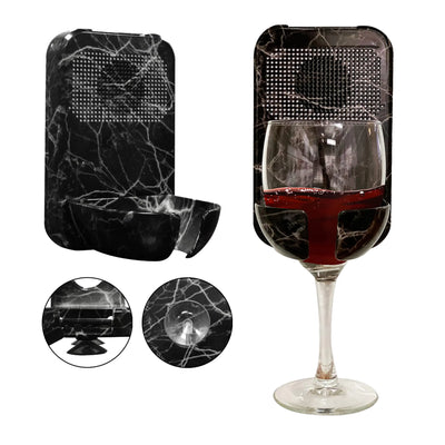 Gabba Goods 2-in-1 Shower Bluetooth Speaker Waterproof Splash Proof IPX4 Wine Glass & Beer Holder for Shower Bathtub & Kitchen - Hands-free Calling Easy-install Suction Cups Built-in Mic - Black