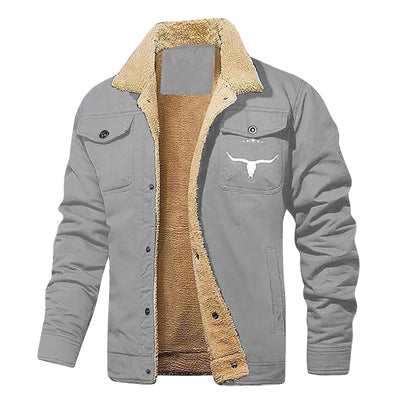 TMJSPOYOU Vestes d'hiver pour hommes Polaire rétro Veste Sherpa occidentale Doublée polaire Manteau d'hiver chaud Vestes de camionneur à revers avec poches