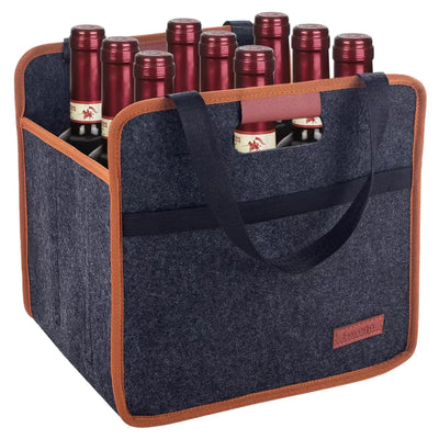 Foyego Sac fourre-tout isotherme rembourré pour 9 bouteilles de vin – Sac de transport réutilisable pour bouteilles de vin, pour les voyages, le camping et les pique-niques – Cadeau parfait pour les amateurs de vin.