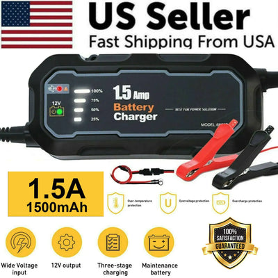 Cargador automático e inteligente de batería de 1500 mAh de 12 V portátil para coche, mantenedor de carga lenta