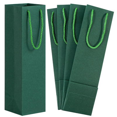 Sdootjewelry Wine Bags for Wine Bottles Gifts 20 Pack Wine Gift Bag Bulk 4.33” × 4.33” × 13.78” Wine Bags With Handles Wine Bottle Paper Bags Dark Green