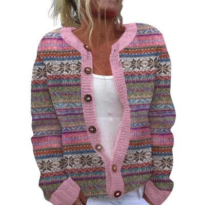 Gilet de Noël Femme Cardigan Décontracté Manches Longues Boutonné Pulls Mignon Imprimé Sapin de Noël (Violet-a XXL)