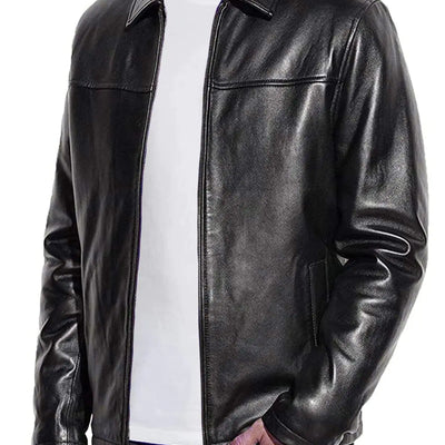 Chaqueta de cuero de cordero genuino para hombre estilo motero clásico | Chaquetas de motorista para hombre (S)