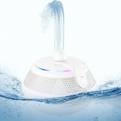 Maraawa Fountain Waterproof Bluetooth Speaker Wireless Shower Floating Party Outdoor Pool Speakers with Lights Deep Bass for Hot Tub Water (White)