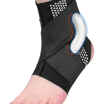 Adjustable Ankle Brace with Compression Straps Non-Slip Silicone Gel Pads – Breathable Ankle Sleeve for Sports and Injury Recovery