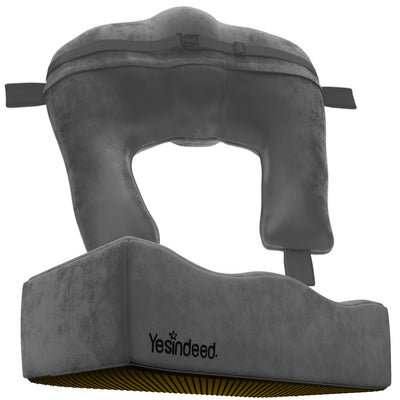 YESINDEED Brazilian Butt Lift Pillow + Back Support – Dr. Approved BBL Foam Pillow Set with Carry Bag Comfortable & Firm Recovery Cushion for Post Surgery Sitting Relief Lightweight & Portable Grey