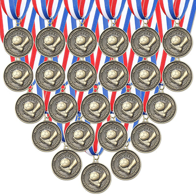 RoundFunny 12 Pcs Award Medals Winner Medals Gold Medals Bulk Gold Prizes for Sports Competitions Party 2 Inches(Soccer)