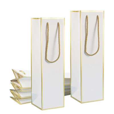 Miraclekoo Wine Bags for Wine BottlesLuxury Gold Foil White Wine Gift Bags 4"x4"x13.8" Whiskey/Liquor Wine Bottle Bags For Gifts10 Pcs