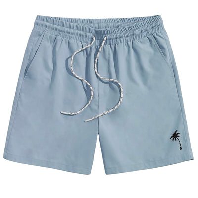 GORGLITTER Mens Letter Graphic Track Shorts Drawstring Waist Summer Workout Shorts Medium Blue Small