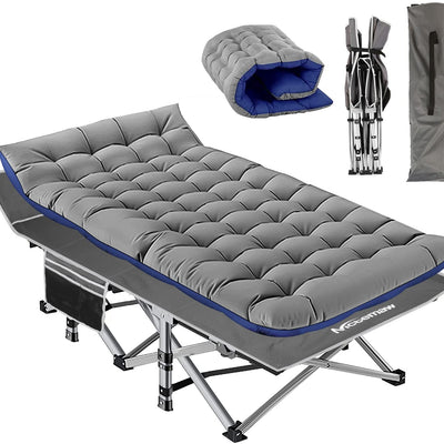 Nictemaw Folding Camping Cot Portable Camping Cot for Adults 900LBS Heavy Duty Sleeping Cots with Carry Bag Double Layer Oxford Portable Travel Camp Cots for Outdoor Home Office-Grey