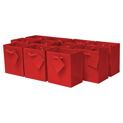OccasionALL Red Gift Bags 12 Pack 4x2.75x4.5 Mini Gift Bags with Handles for Holidays Christmas Weddings Birthdays Valentines & Party Favors Bulk