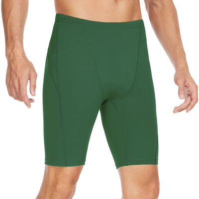 Fiteng Mens Swim Jammers - Athletic Training Endurance Swimsuits Racing Competition Swimwear Sizes: 32-42 Green