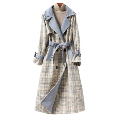 Thickened Blue Plaid Woolen Jacket